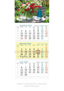 Kalendarz 2023 trójdzielny Kwiaty