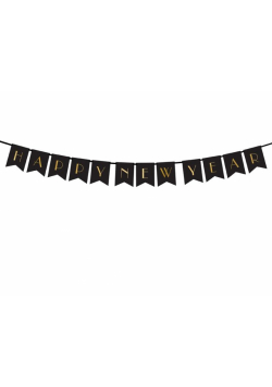 Girlanda Happy New Year czarna 15x170cm