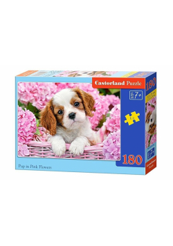 Puzzle 180 Szczeniak w pąkach kwiatów CASTOR