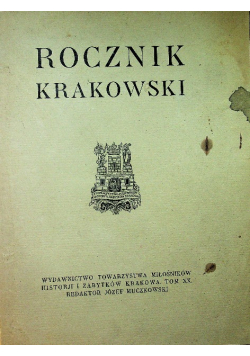 Rocznik Krakowski Tom XX 1926 r.
