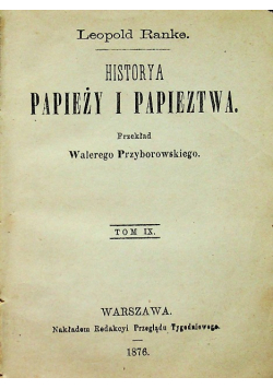 Historya papieży i papieztwa 2 tomy 1876 r