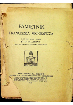 Pamiętnik Franciszka Mickiewicza 1923 r.