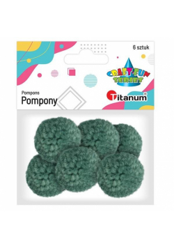 Pompony włóczkowe 3cm szmaragdowe 6szt