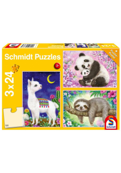 Puzzle 3x24 Panda, leniwiec, lama G3