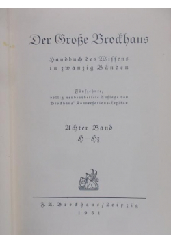 Der Grosse Brockhaus tom VIII H - Hz 1931 r.