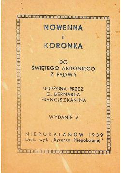 Nowenna i koronka do św Antoniego z Padwy 1939 r.