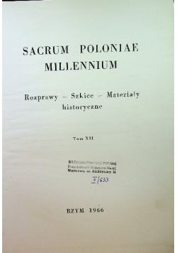 Sacrum Poloniae Millennium Tom XII