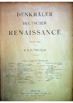 Denkmaler Deutscher Renaissance IV 25 kart 1884 r.
