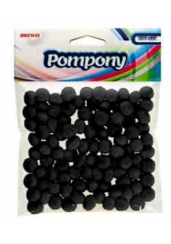 Pompony czarne 10mm 100szt