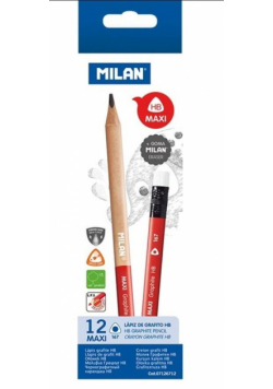Ołówki trójkątne maxi HB z gumką (12szt) MILAN