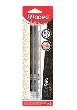 Ołówek z gumką Blackpeps deco HB 3szt MAPED