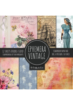 Ephemera Vintage Scrapbook Paper Pad 8x8 Scrapbooking Kit for Papercrafts, Cardmaking, DIY Crafts, Old Retro Theme, Decoupage Designs