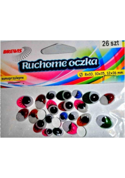 Ruchome oczka owalne z kolorowymi rzęsami 36szt