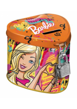 Skarbonka metalowa z kłódką serce Barbie