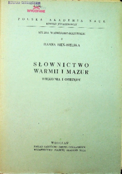 Słownictwo Warmii i Mazur Wierzenia i obrzędy