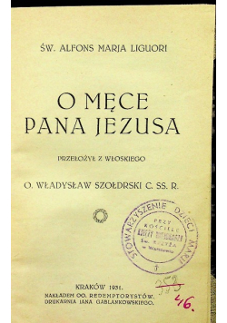 O męce Pana Jezusa 1931 r.