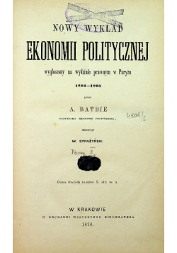 Nowy wykład ekonomii politycznej 1870 r.