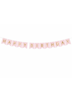 Girlanda Happy Birthday jasno różowa 15x175cm