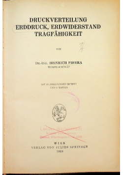 Druckverteilung Erddruck Erdwiderstand Tragfahigkeit 1928 r.