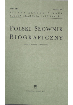 Polski Słownik Biograficzny Zeszyt 211
