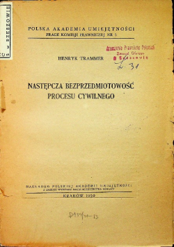 Następcza bezprzedmiotowość procesu cywilnego 1950 r.