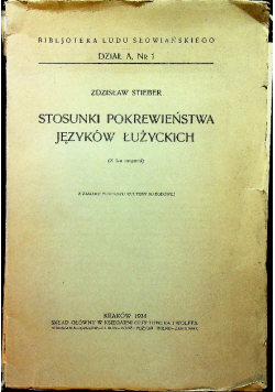 Stosunki Pokrewieństwa Języków Łużyckich 1934 r