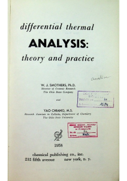 Differential Thermal Analysis Theory and Practice