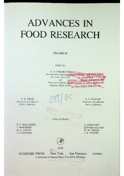 Advances in food research Volume 25
