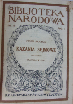 Kazania Sejmowe 1925r  .