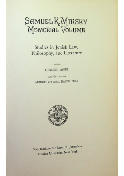 Memorial Volume