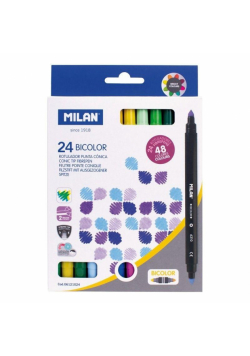 Flamastry Bicolor Dwustronne 48kol. 24szt MILAN