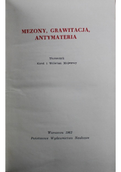 Mezony grawitacja antymateria