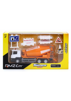 Zestaw betoniarka + znaki drogowe i płotki 1:64
