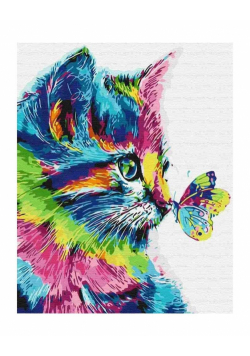 Malowanie po numerach - Kot w farbie 40x50cm