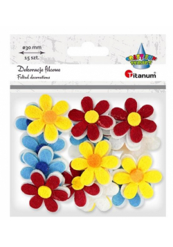Filcowe dekoracje 3D kwiatki 30 mm mix 15szt