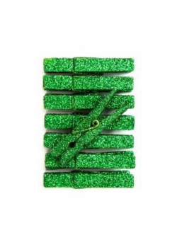 Klamerki brokatowe zielone 4,8cm 8szt
