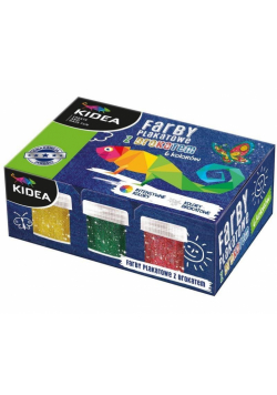 Farby plakatowe z brokatem 6 kolorów x 20ml KIDEA