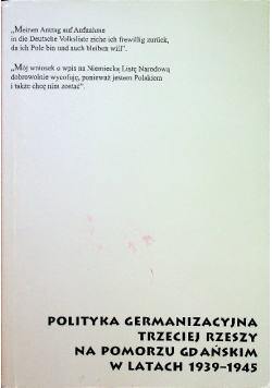 Polityka germanizacyjna trzeciej rzeszy na pomorzu