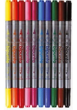 Pisaki Double Point 10 kol. w etui FIBRACOLOR