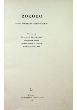 Rokoko Studia nad sztuką 1 połowy XVIII w