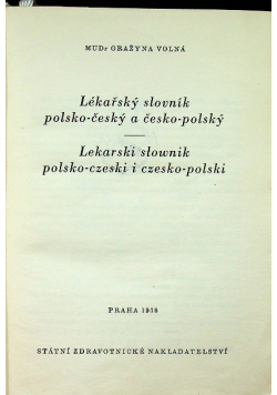 Lekarski słownik polsko - czeski i czesko - polski