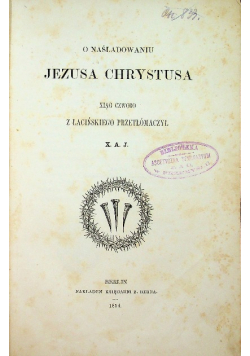 O naśladowaniu Jezusa Chrystusa 1854 r.