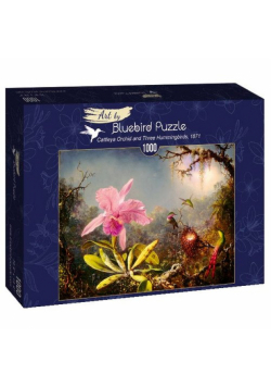Puzzle 100 Orchidea Cattleya i trzy kolibry, Martin Johnson Heade, 1871