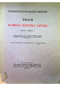 Prace komisji historji sztuki Tom III 1923 r.
