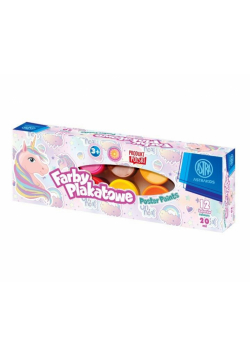 Farby plakatowe 12 kolorów 20ml Jednorożec ASTRA