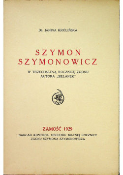Szymon Szymonowicz 1929 r