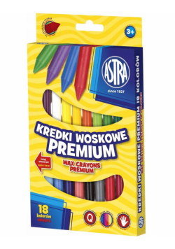 Kredki woskowe 18 kolorów ASTRA