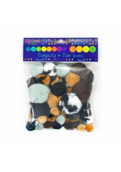 Pompony akrylowe animal prints 56szt mix