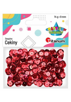 Cekiny 9mm okrągłe metaliczne czerwone
