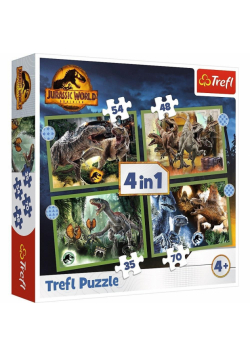 Puzzle 4w1 Groźne dinozaury TREFL